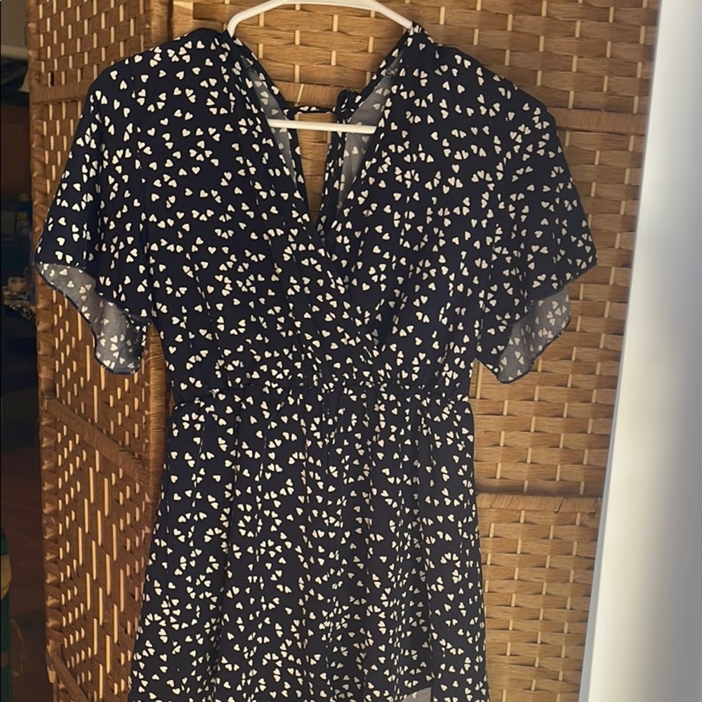 Navy Heart Print Women's Top